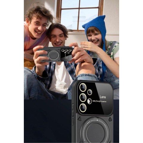Samsung Galaxy S25 Ultra Kılıf Joy Lens Standlı Kapak - Lacivert