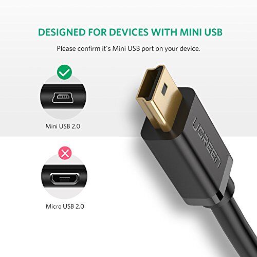 2.0 A USB-A ve Mini-USB Şarj ve Veri Kablosu 1.5 Metre, Siyah
