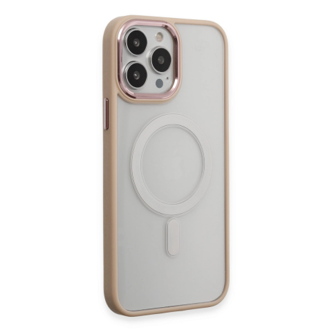 Apple İphone 15 Pro Kılıf Room Magneticsafe Silikon - Pudra