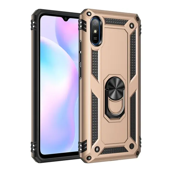 Xiaomi Redmi 9A Kılıf Sofya Yüzüklü Silikon Kapak - Gold