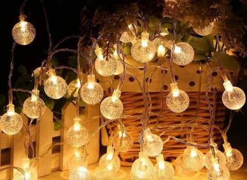 5m 28 Led Kristal Top Gün Işığı Şeffaf Kablo Fişli Eklemeli Mz-18-14
