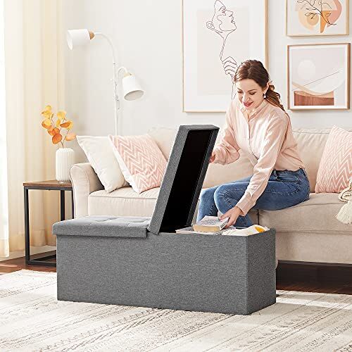 Depolama Alanlı Tabure; 110 x 38 x 38 cm, 300 kg'a Kadar Dayanıklı, Açık Gri LSF71G