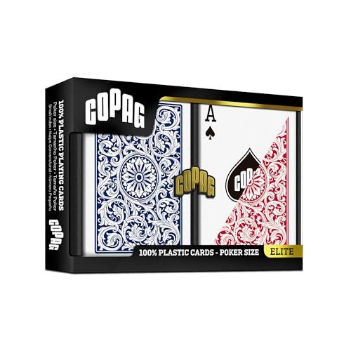 1546%100 Plastik Oyun Kartları, Poker Boyu, Jumbo Endeks, Mavi & Kırmızı İki Deste