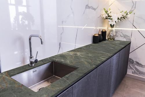 Tezgah Üstü Fayans Kaplama Folyosu, Mutfak Tezgahı Kaplama Natural Marbel Stone 70 cm x 4 Metre