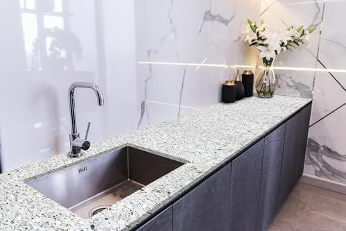 Tezgah Üstü Fayans Kaplama Folyosu Mutfak Tezgahı Kaplama Terrazzo Granit Taş 70 cm x 5 Metre