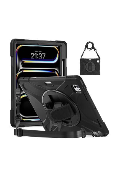 iPad Pro 13 2024 Defender Tablet Silikon Kılıf - Siyah