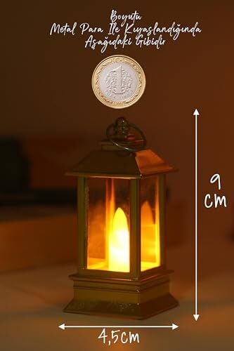 3 Adet LED Mum Mini Dörtgen Tip Pil Dahil Dumansız Alev LED'li Yapay Dekoratif Mum Altın PT434