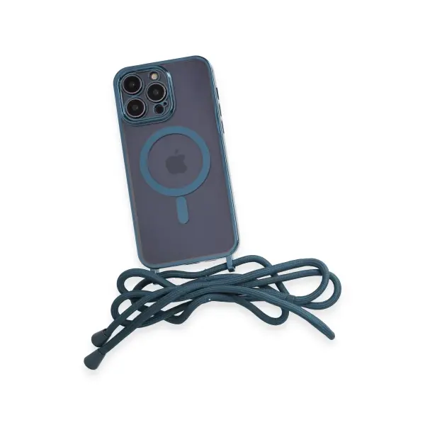 Apple iPhone 14 Pro Kılıf Divo Lazer Askılı Magsafe Kapak - Sierra Blue