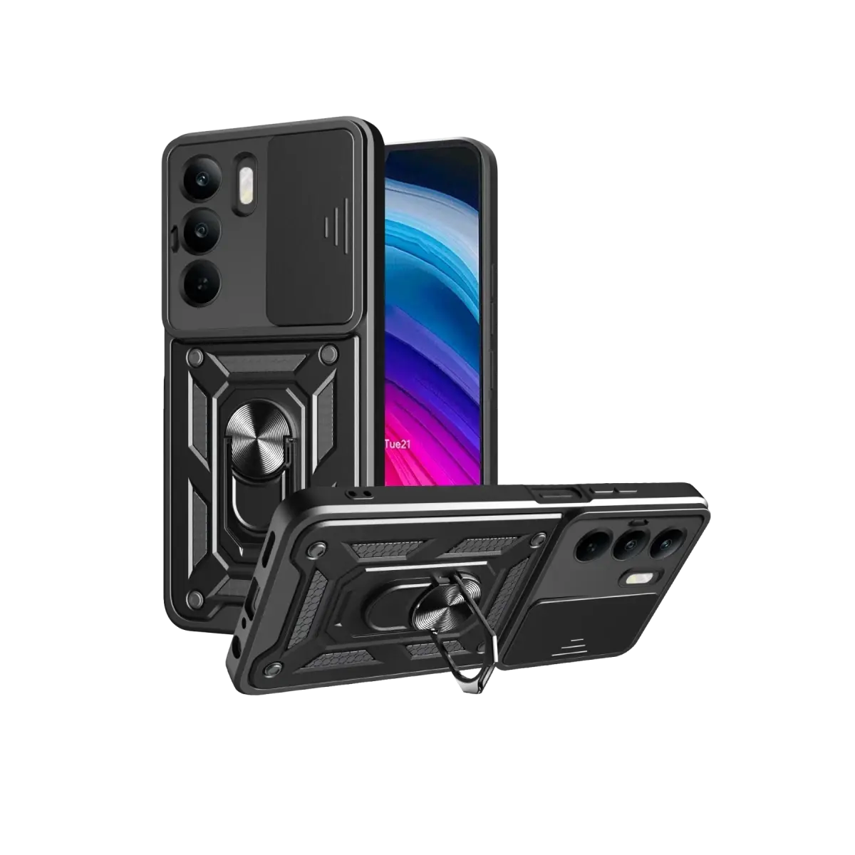 Realme C75 4G Kılıf Pars Lens Yüzüklü Silikon - Siyah