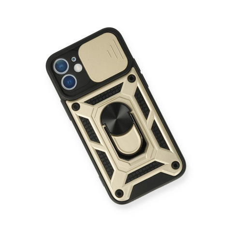 Apple İphone 11 Kılıf Pars Lens Yüzüklü Silikon - Gold