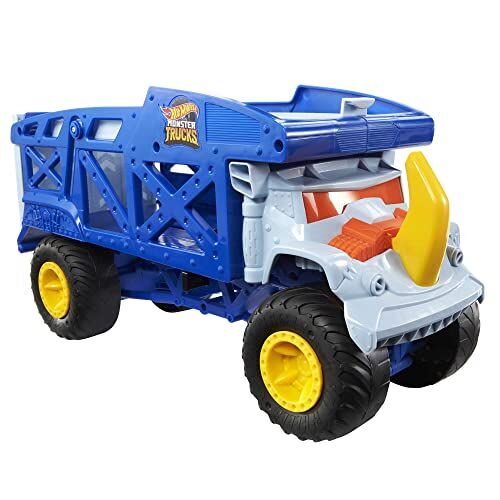 Monster Trucks Rhino Taşıyıcı Kamyon, 12 adet 1:64 ölçekli veya 32 adet araç taşır, rampalı, 3 yaş ve üzeri HFB13