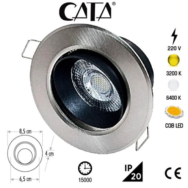 Cata 7W Akik Cob Led Armatür(Saten) (Beyaz) CT-5252B