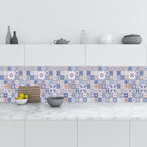 Mutfak Tezgah Arası Folyo Fayans Kaplama Folyosu İspanyol Seramik Desen 60x300 CM