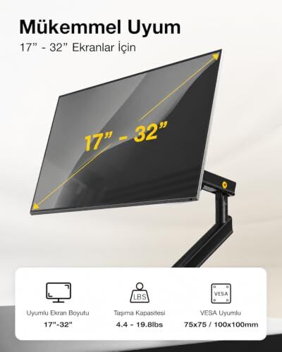 A5 17''-32'' Tek Kol 2-9 kg Vesa Uyumlu Monitör Standı