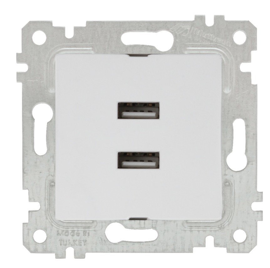 Mutlusan Rita Mek Tuş İkili Usb Şarj Priz i Beyaz 2200 449 0101