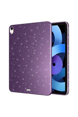 iPad 10.9 2022 (10.Nesil) simli parlak görünümlü Sbt tablet koton kılıf, derin mor