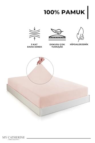 Lastikli Hipoalerjenik %100 Pamuk Penye Kumaş Somon Çarşaf 140x200