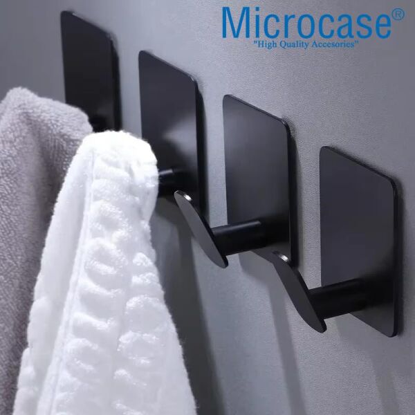 Yapışkanlı Paslanmaz Çelik Banyo Mutfak Eşya Havlu Vb Metal Askılık - AL5180 2 Adet (Siyah)