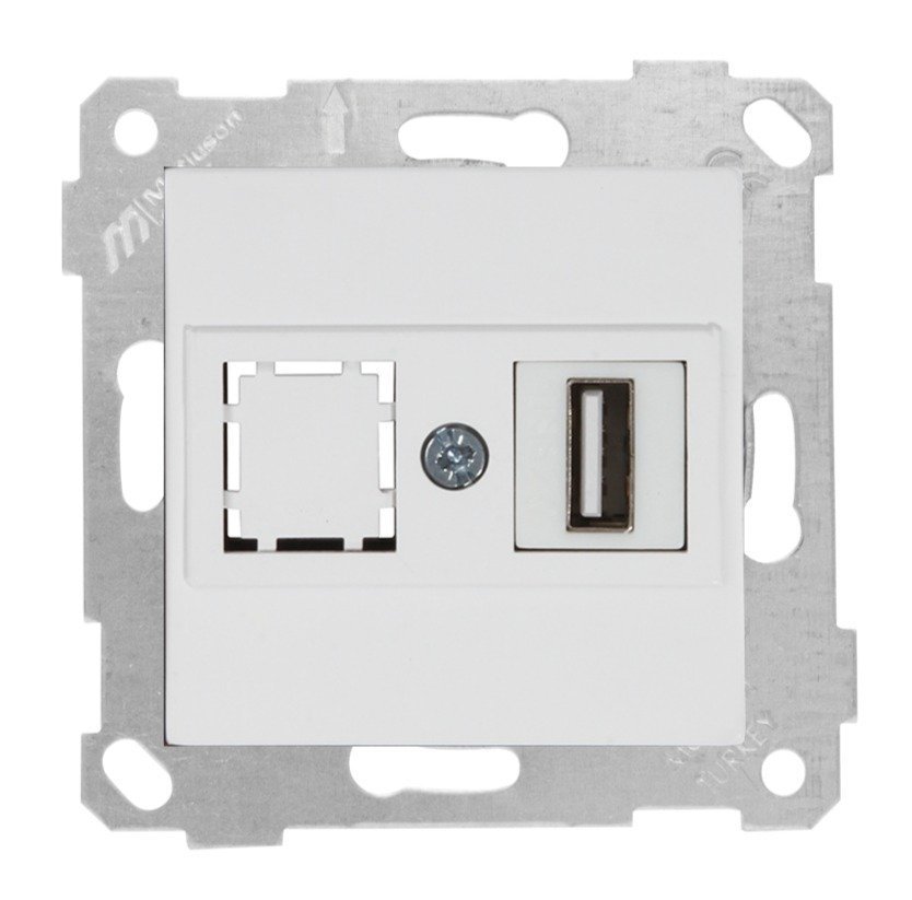Mutlusan Rita Mek Tuş Data Priz i 1*Usb Beyaz 2200 455 0101