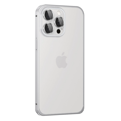 Joko Apple İphone 15 Pro Max Metal Bumper Mat Kapak - Gümüş