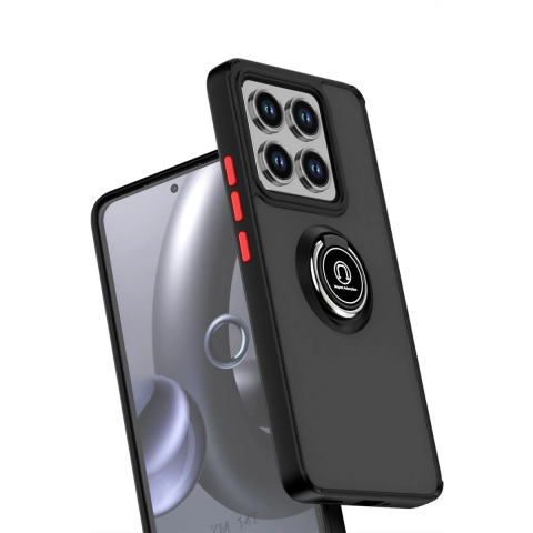 Xiaomi Mi 14t Montreal Yüzüklü Silikon Kapak - Siyah