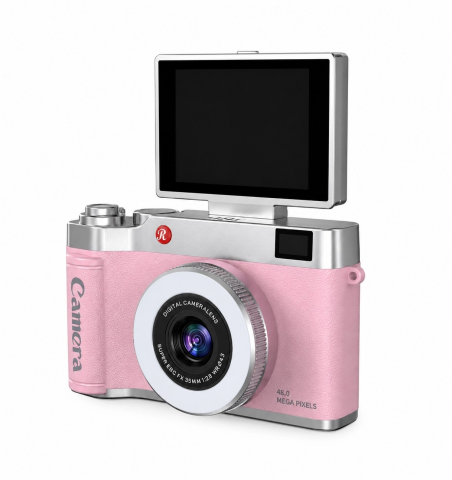 4k Çantalı Dijital Retro Video Kamera 48mp 16x Zoom Işıklı (32gb) Kart Dijital Fotoğraf Makinesi Pembe