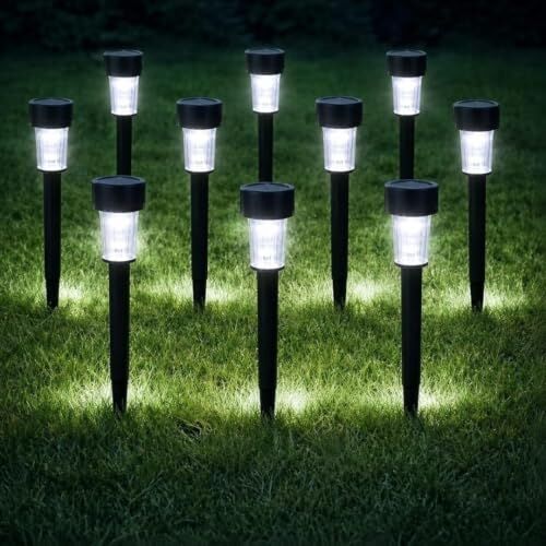 MR 10'lu Güneş Enerjili Led Bahçe Aydınlatması Solar Aydınlatma Ip44 Su Geçirmez Işık Seti