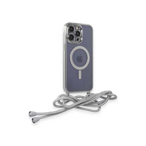 Apple İphone 12 Pro Kılıf Divo Lazer Askılı Magsafe Kapak - Gümüş