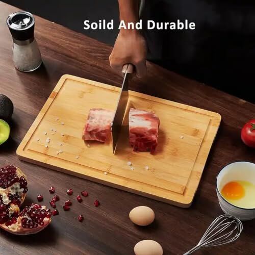 Bambu Steak Sunum Tahtası, Kesme Tahtası, Kalın Bambu, 30x20x1.2 cm