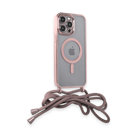 Apple İphone 12 Pro Kılıf Divo Lazer Askılı Magsafe Kapak - Pembe
