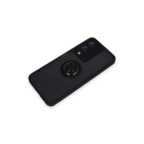 Vivo Y17s Kılıf Montreal Yüzüklü Silikon Kapak - Siyah