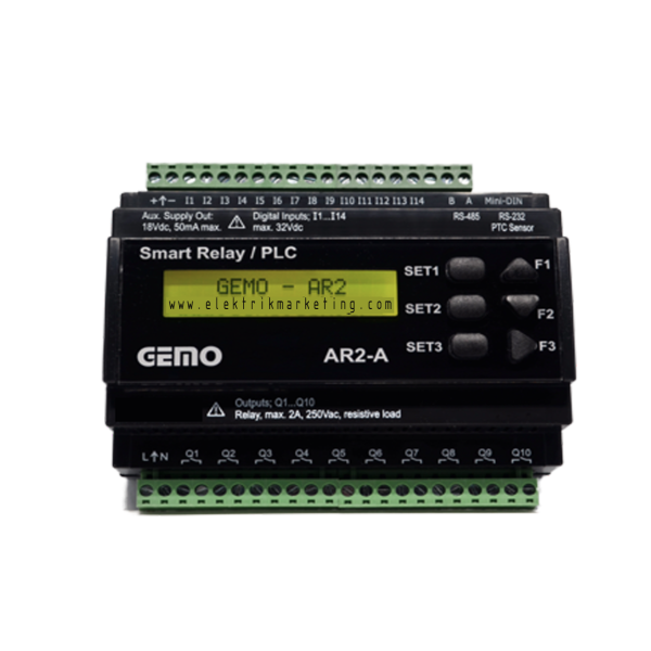 Gemo AR2-A-230VAC-12D2A-RTC Plc Röle CPU Ladder Ray Tipi