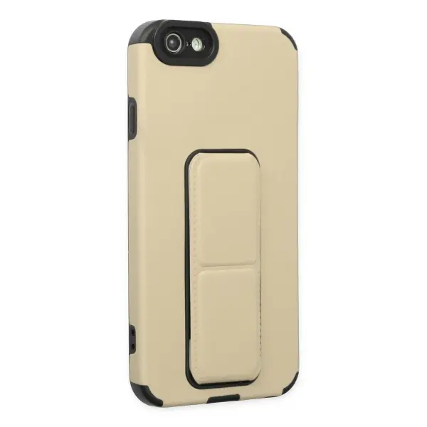 Apple iPhone 6 Kılıf Mega Standlı Silikon - Gold