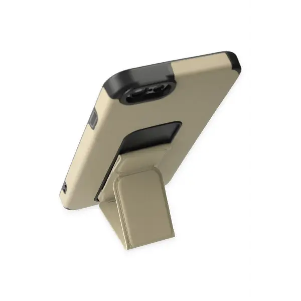 Apple iPhone 6 Kılıf Mega Standlı Silikon - Gold