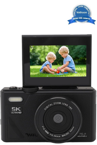5k 75mp Hd Dijital Kamera 18x Dijital Zoom, Flaşlı,3.0 İnç Ekranlı Fotoğraf Makinesi