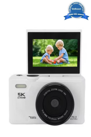 5k 75mp Hd Dijital Kamera 18x Dijital Zoom, Flaşlı,3.0 İnç Ekranlı Fotoğraf Makinesi