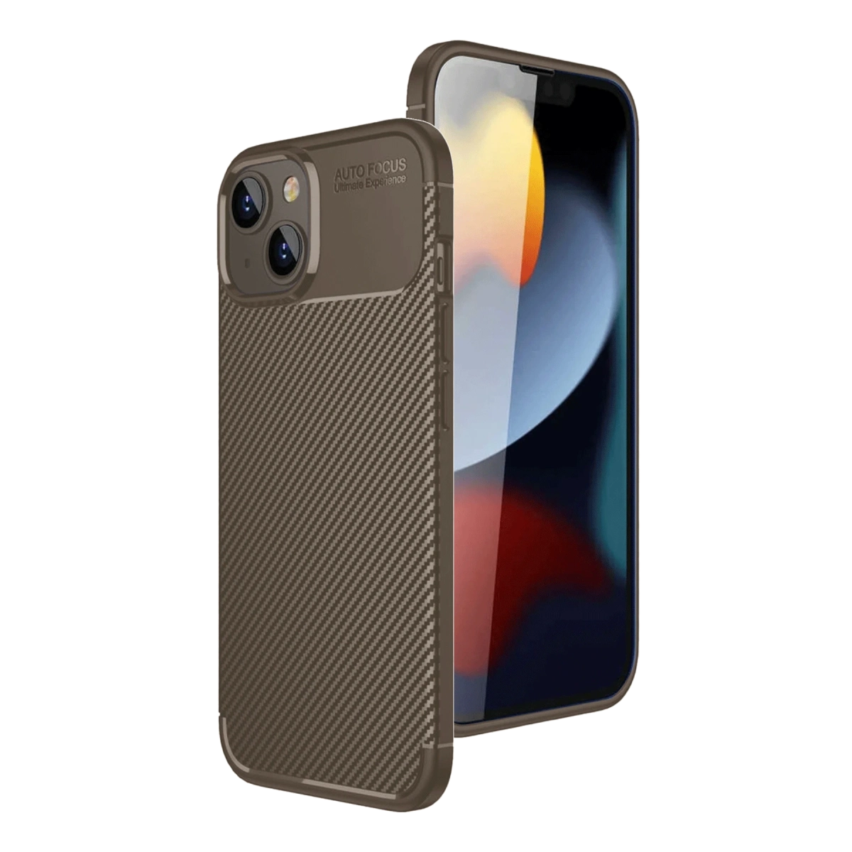 Apple İphone 15 Kılıf Auto Focus Karbon Kapak - Kahverengi