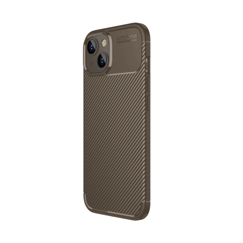 Apple İphone 15 Kılıf Auto Focus Karbon Kapak - Kahverengi