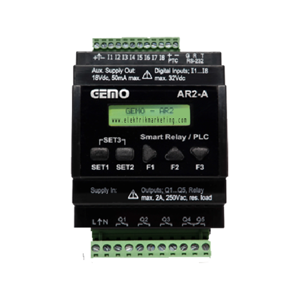 Gemo AR2-A-230VAC-8D-RTC Plc Röle CPU Ladder Ray Tipi
