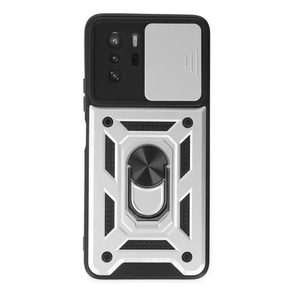 Xiaomi Poco X3 GT Kılıf Pars Lens Yüzüklü Silikon - Gümüş