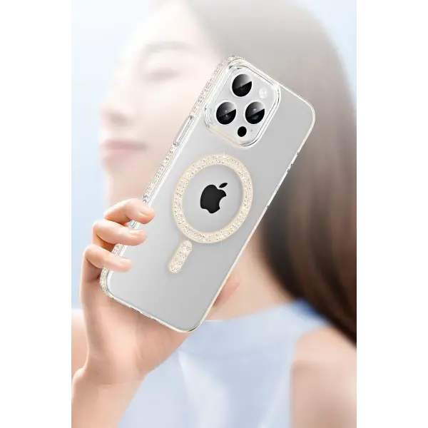 Joko Apple iPhone 14 Move Taşlı Magsafe Kapak - Pembe