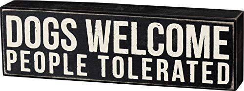 19133 Kelime Kutusu İşareti, 10x3, Dogs Welcome, Siyah