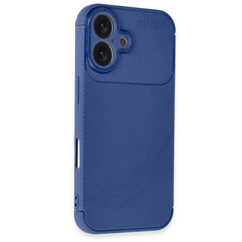 Apple İphone 16 Kılıf Auto Focus Karbon Kapak - Lacivert