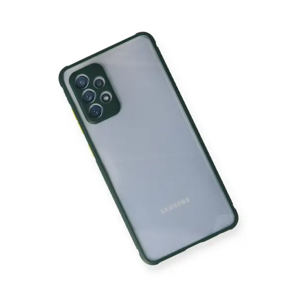 Samsung Galaxy A72 Kılıf Miami Şeffaf Silikon - Koyu Yeşil