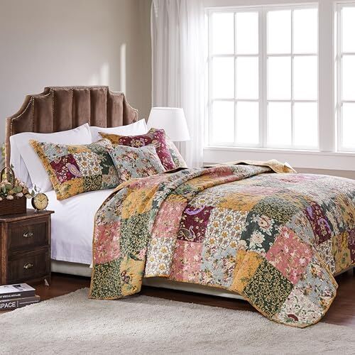 Patchwork Nevresim Takımı, %100 Pamuk, Patchwork Tasarımı, Çift Kişilik Yatak, XL, Çok Renkli
