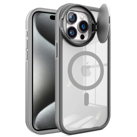 Apple İphone 15 Pro Kılıf Teleskop Lens Magsafe Silikon Kapak - Titan Gri