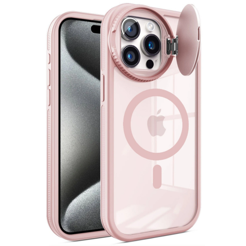 Apple İphone 15 Pro Kılıf Teleskop Lens Magsafe Silikon Kapak - Pembe