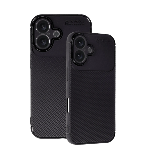 Apple İphone 16 Plus Kılıf Auto Focus Karbon Kapak - Siyah