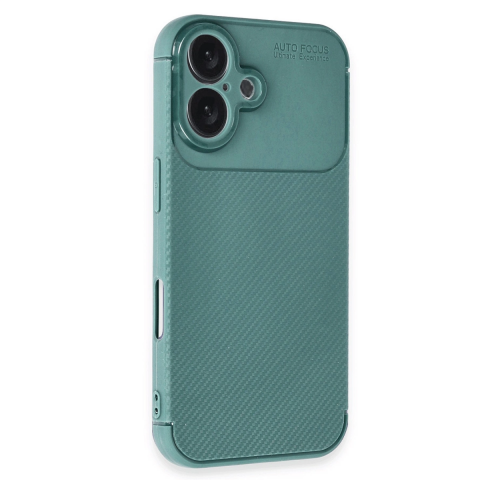 Apple İphone 16 Plus Kılıf Auto Focus Karbon Kapak - Koyu Yeşil