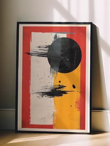 Siyah Çerçeveli Tablo, Minimalist Geometrik, Kırmızı ve Siyah Tonlar Poster No: 106591 30 x 40
